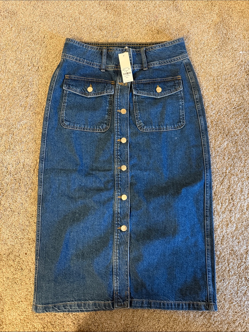 Francesca’s Blue Denim Button Front Midi Skirt NWT Size M
